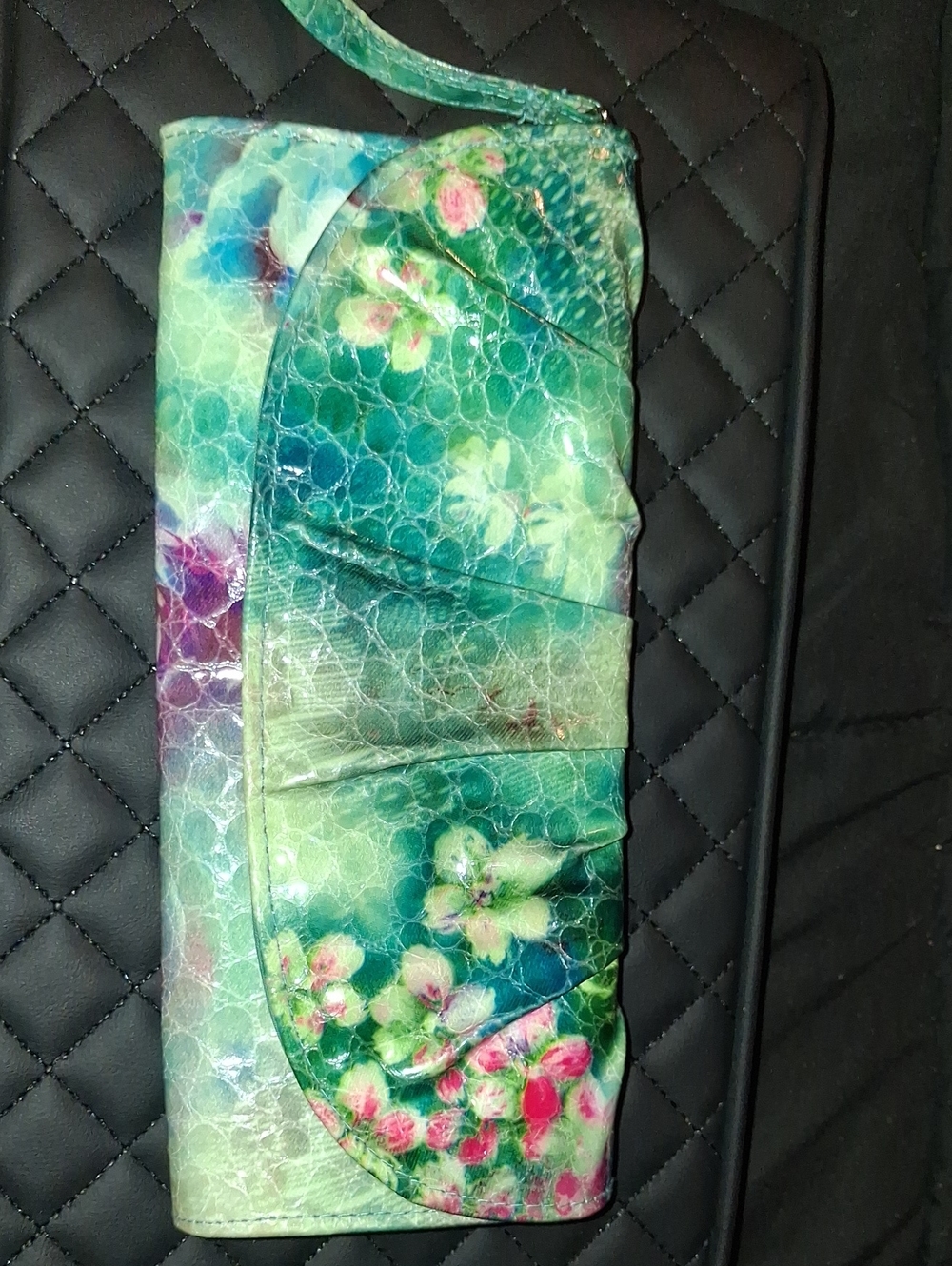 Floral Green Ombre Clutch Wristlet